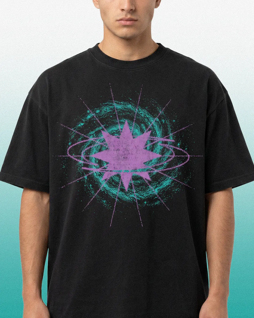 T-SHIRT UNISEX -UNIVERSE BLACK STAR FRONT