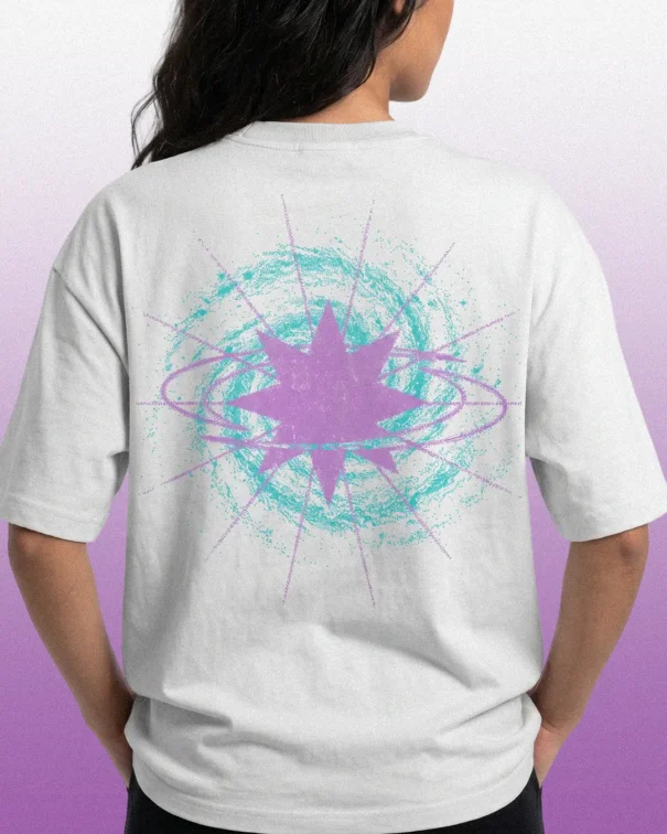 T-SHIRT UNISEX -UNIVERSE WHITE STAR BACK.